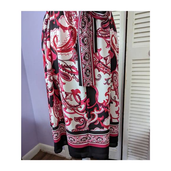 Joseph Ribkoff Scarf Print Paisley Dress Size 10 Fuschia White Black Belted - Picture 5 of 12